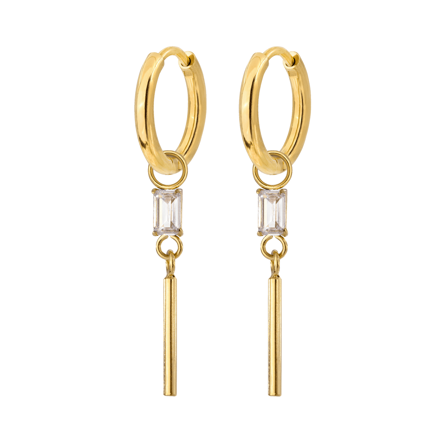 Stick and Stone Hoop Set Small Gold