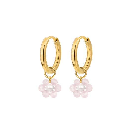 Rose Flora Hoop Set Small Gold