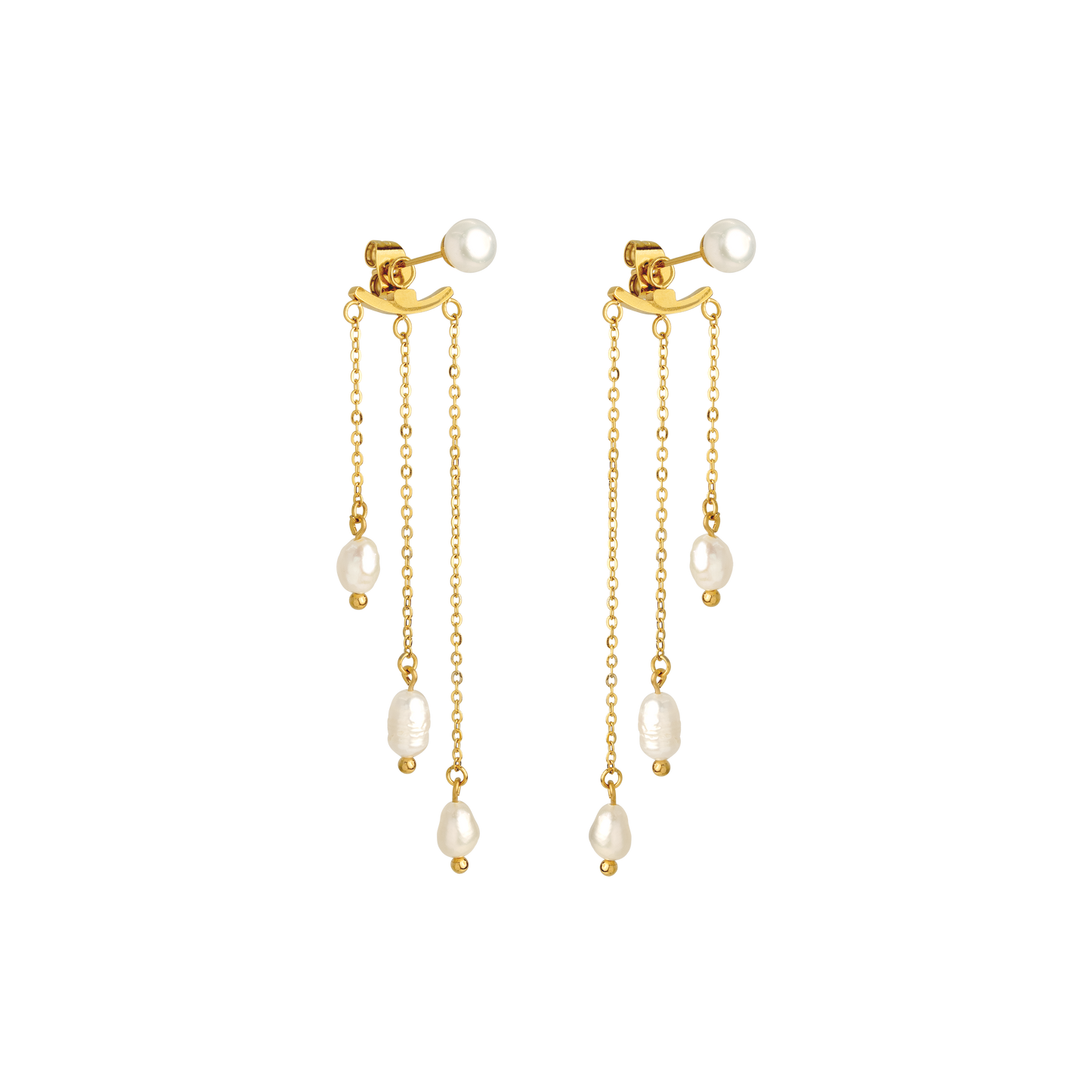 Annas Sparkle Pearl Studs Gold