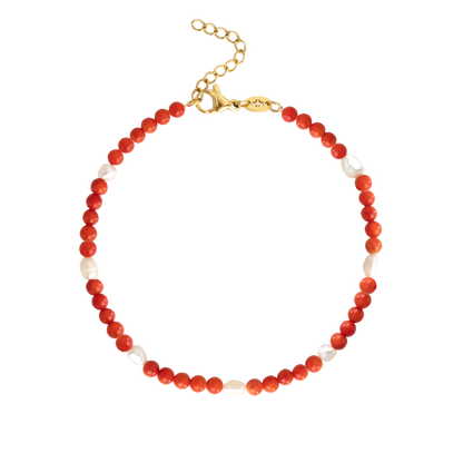 Coral Color Anklet Gold