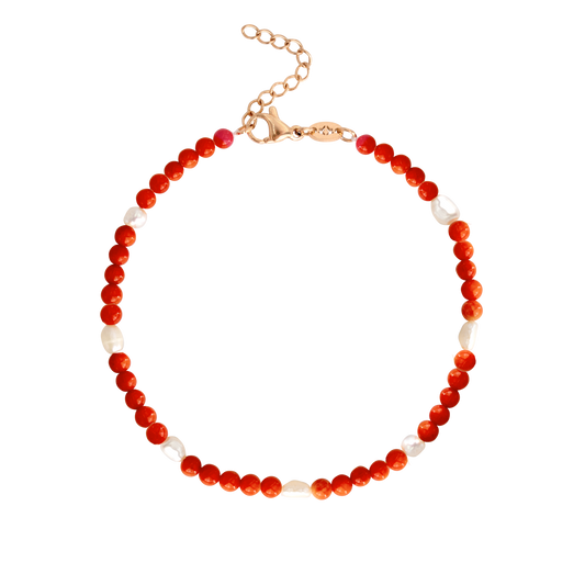 Coral Color Anklet Roségold