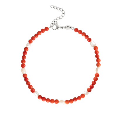 Coral Color Anklet Silber