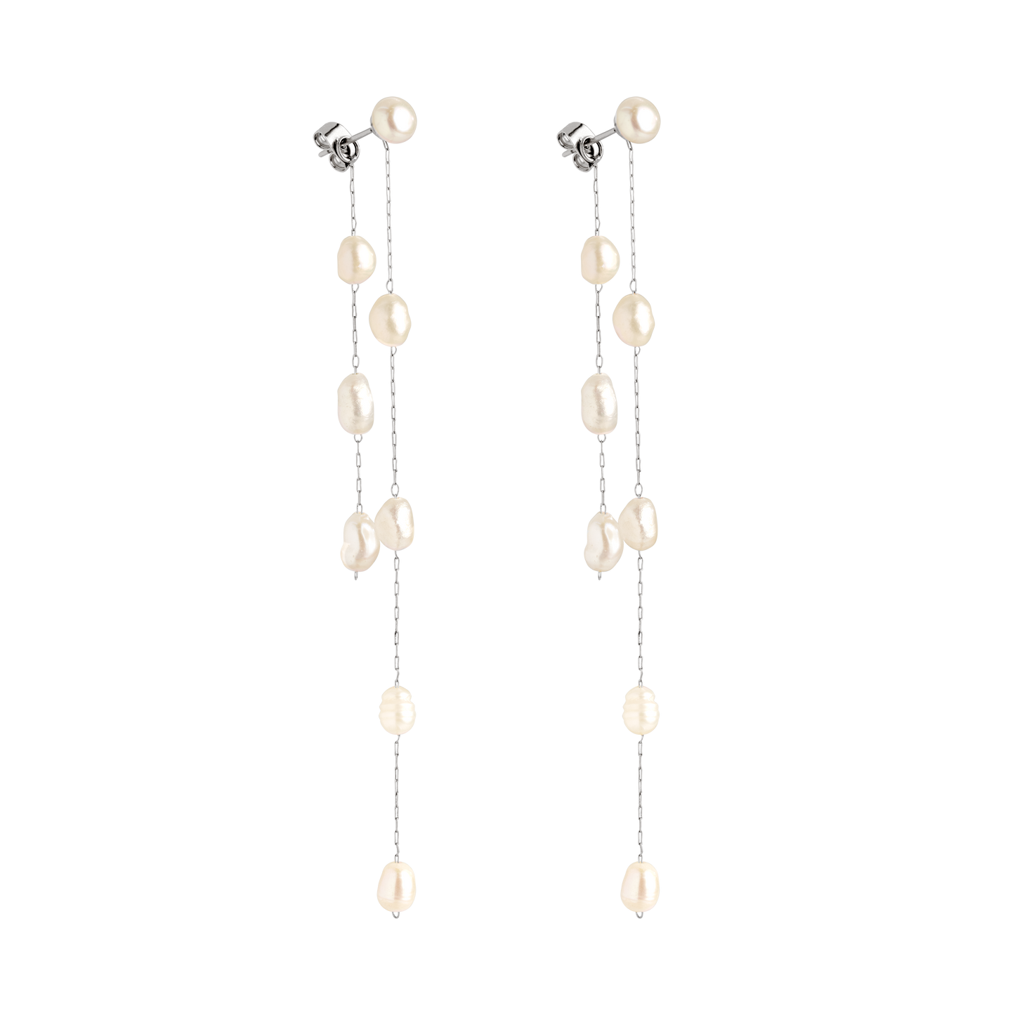 Jules Unique Pearl Fall Studs Silber