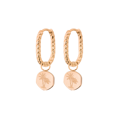 Palmera Coin Oval Twisted Hoop Set Baby Roségold