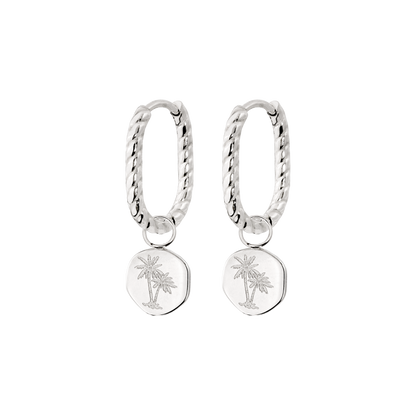 Palmera Coin Oval Twisted Hoop Set Baby Silber