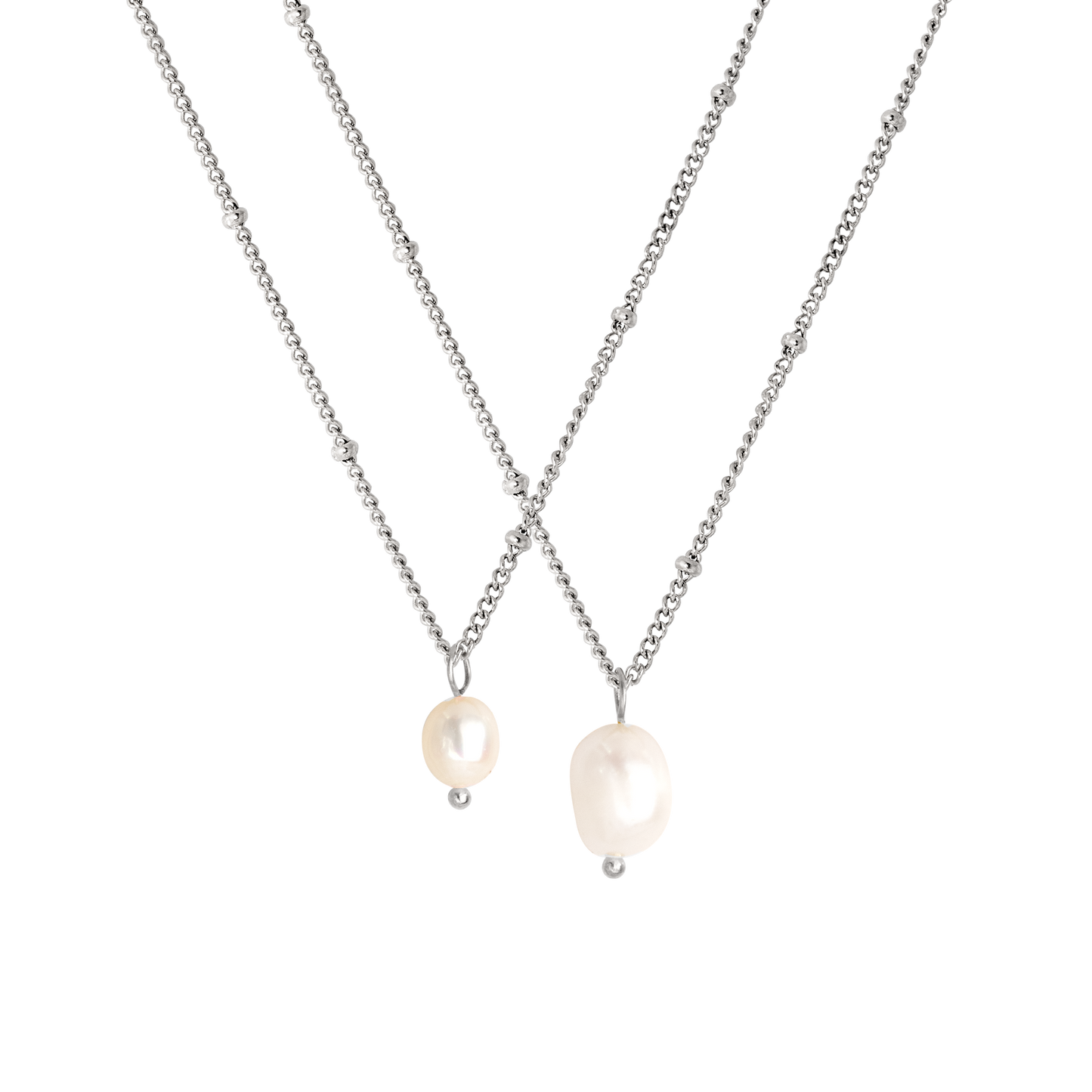 Pearl Necklace Duo Bundle Silber