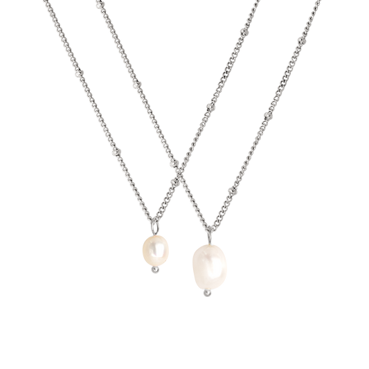 Pearl Necklace Duo Bundle Silber