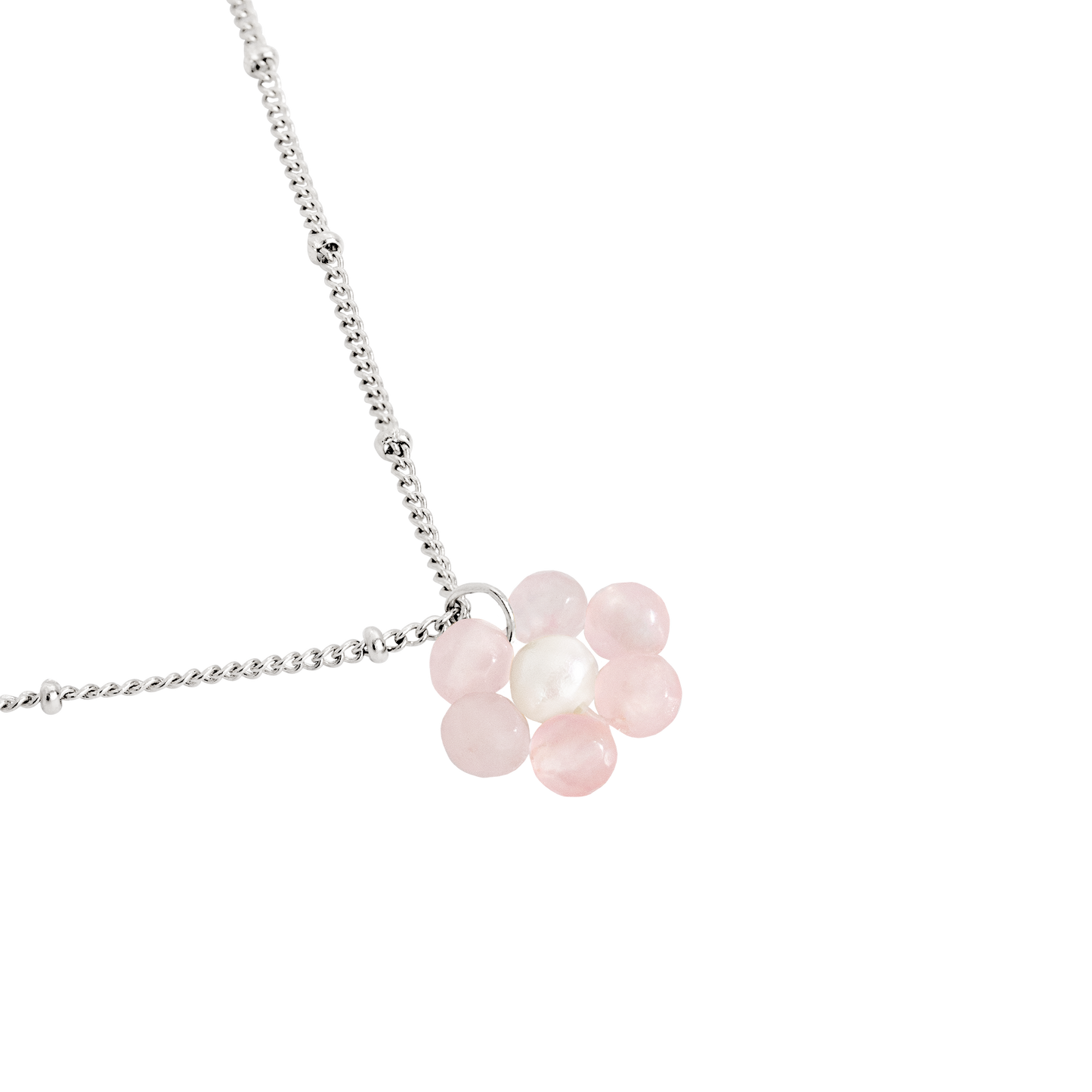 Rose Flower Necklace Silber