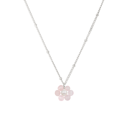 Rose Flower Necklace Silber