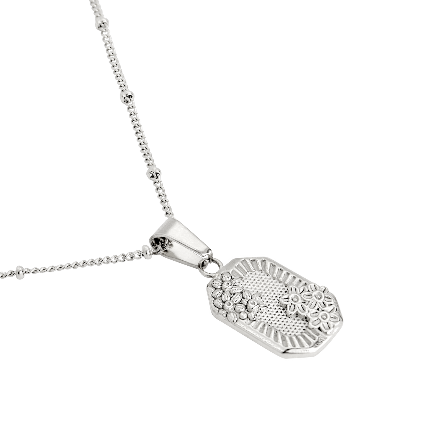 Vintage Flower Necklace Silber