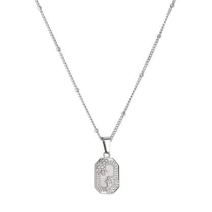 Vintage Flower Necklace Silber