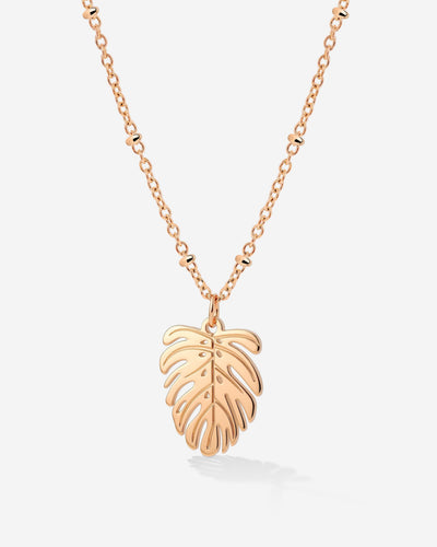 Monstera Leaf Necklace Roségold