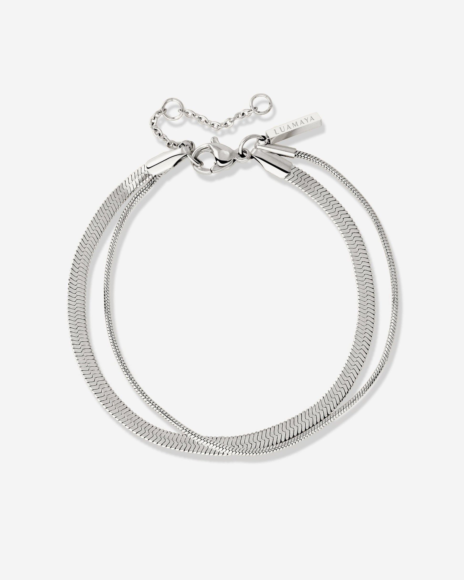 Snake Chain Double Bracelet Silber