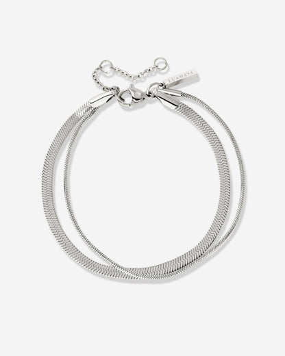Snake Chain Double Bracelet Silber