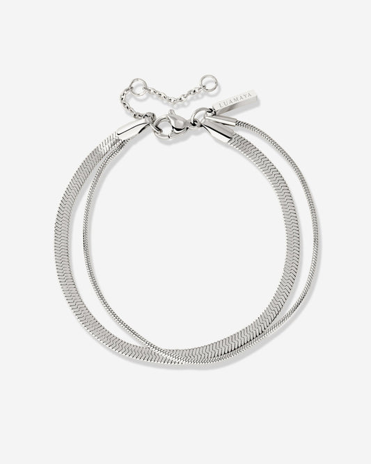 Snake Chain Double Bracelet Silber