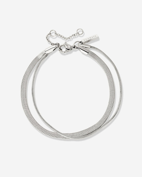 Snake Chain Double Bracelet Silber