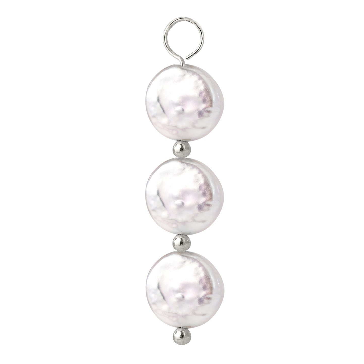 Triple Disc Pearl Oval Hoop Set Baby Silber