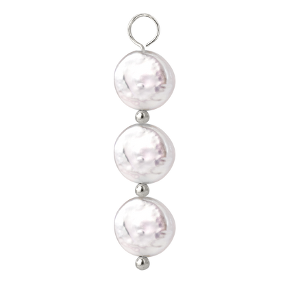Triple Disc Pearl Oval Hoop Set Baby Silber