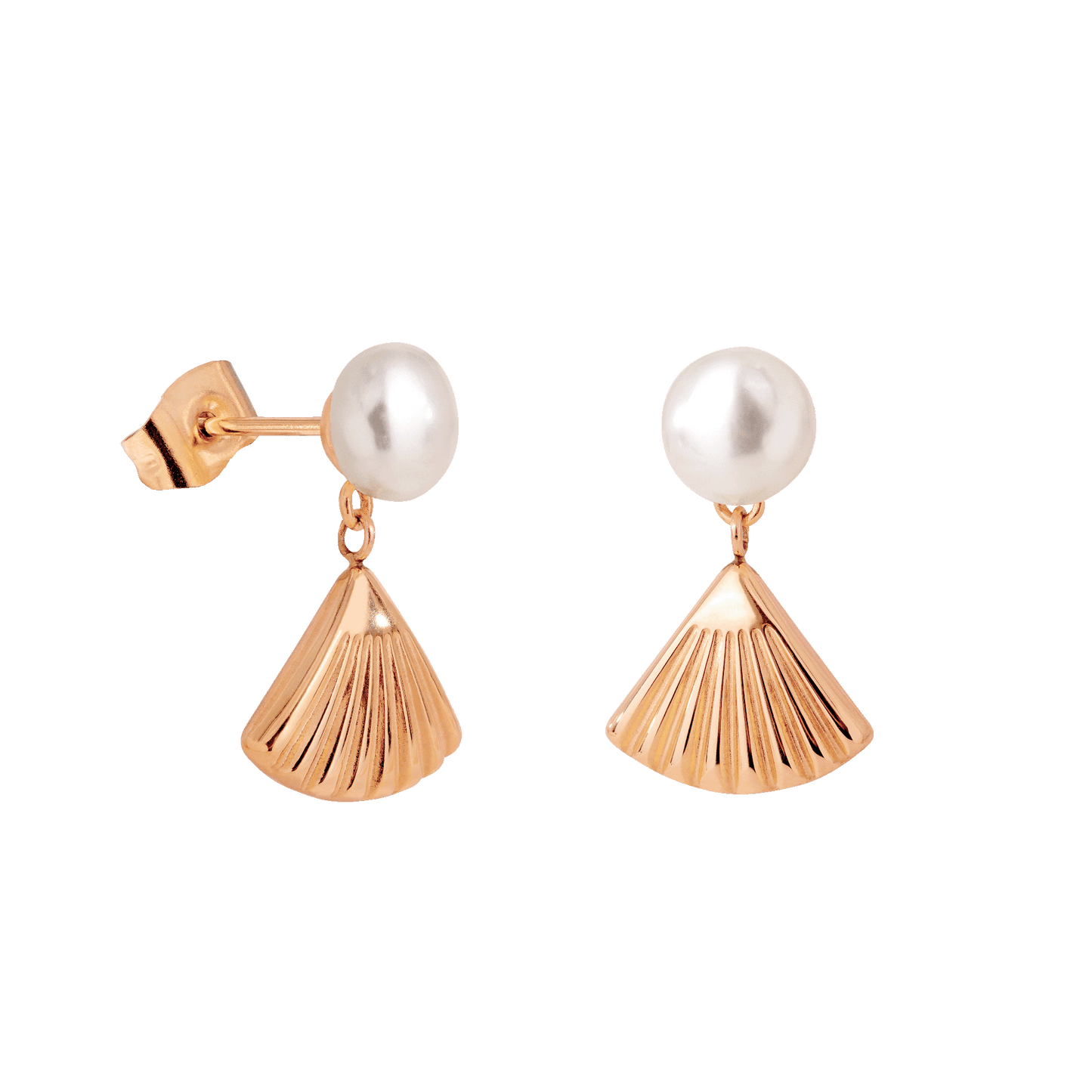 Pearl & Fan Studs Roségold
