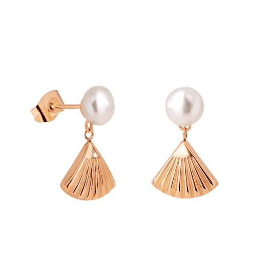 Pearl & Fan Studs Roségold