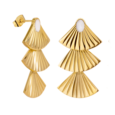 Triple Fan Studs Gold