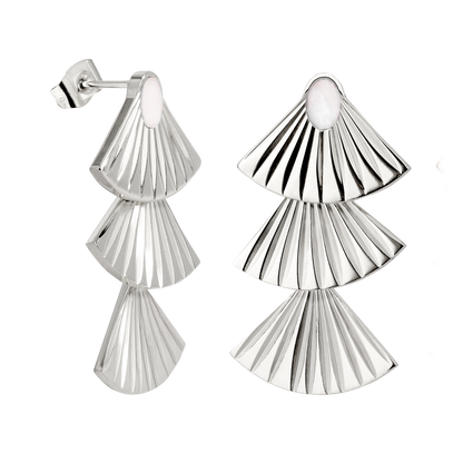 Triple Fan Studs Silber