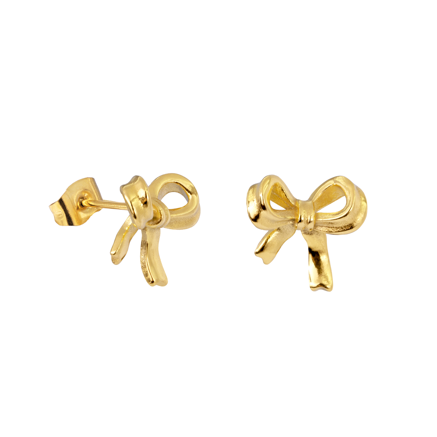 Pretty Ribbon Studs Gold