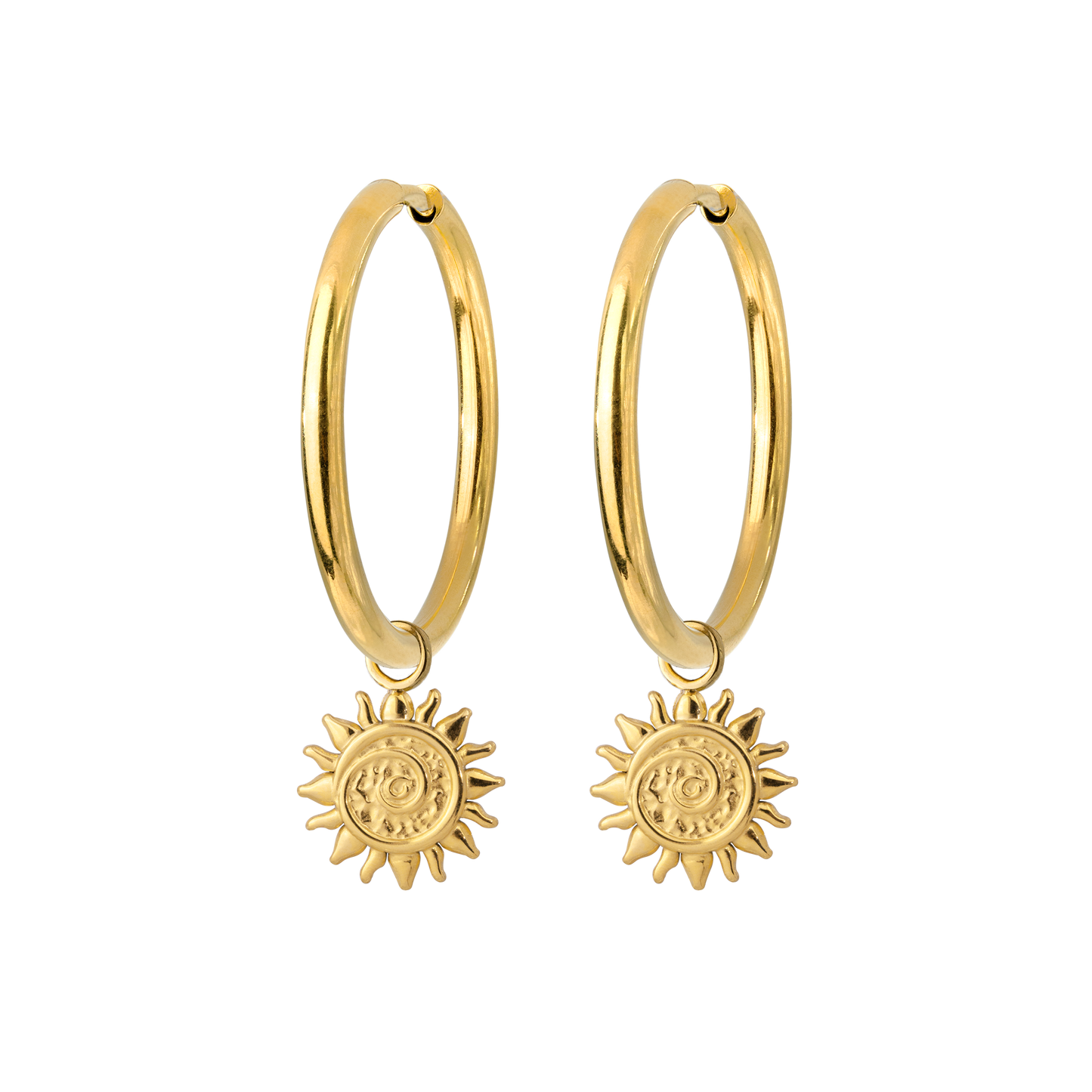 Sunny Swirl Hoop Set Large Gold