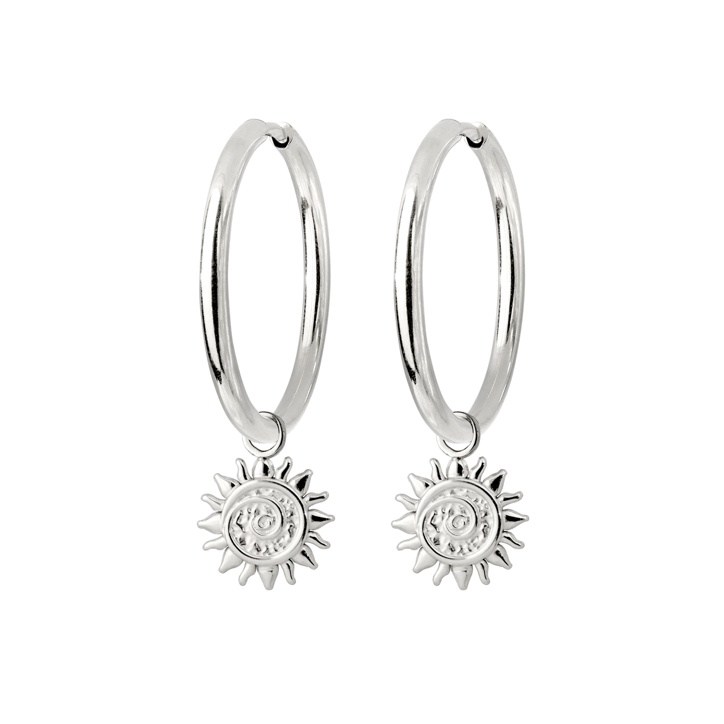 Sunny Swirl Hoop Set Large Silber