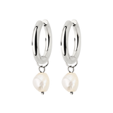 Chunky Pearl Hoop Set Silber