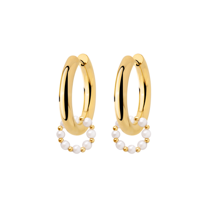 Chunky Pearl 'n' Beads Hoop Set Medium Gold