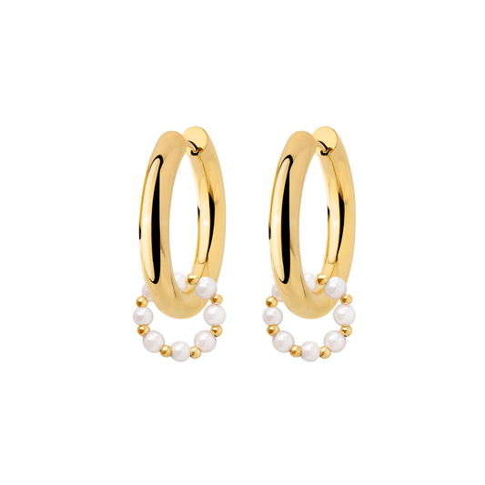 Chunky Pearl 'n' Beads Hoop Set Medium Gold