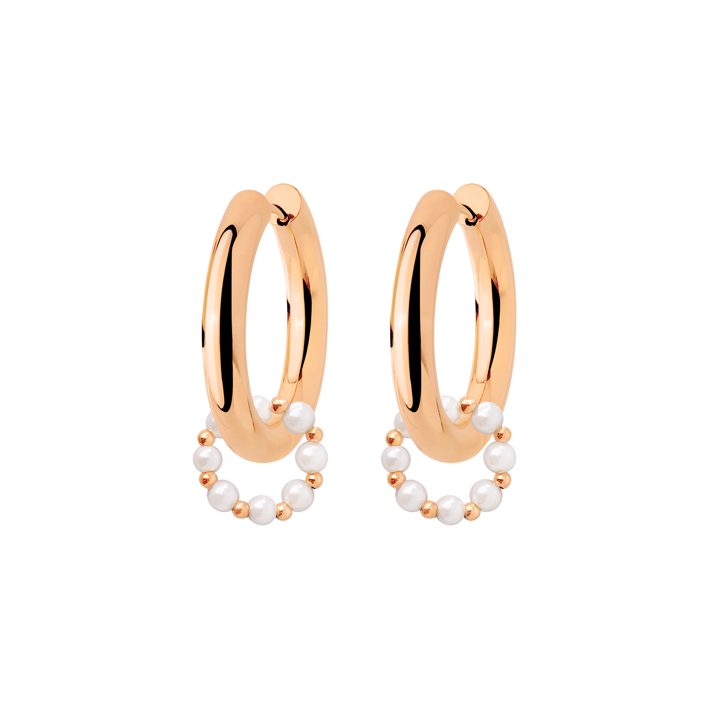 Chunky Pearl 'n' Beads Hoop Set Medium Roségold