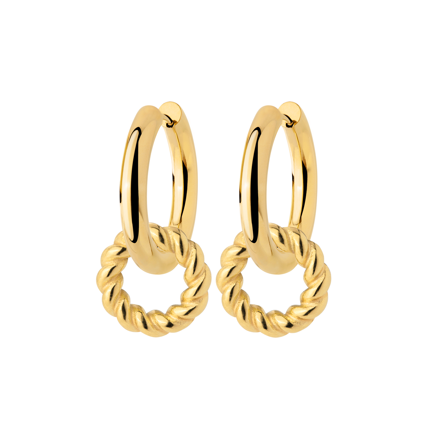 Chunky Twisted Donut Hoop Set Medium Gold