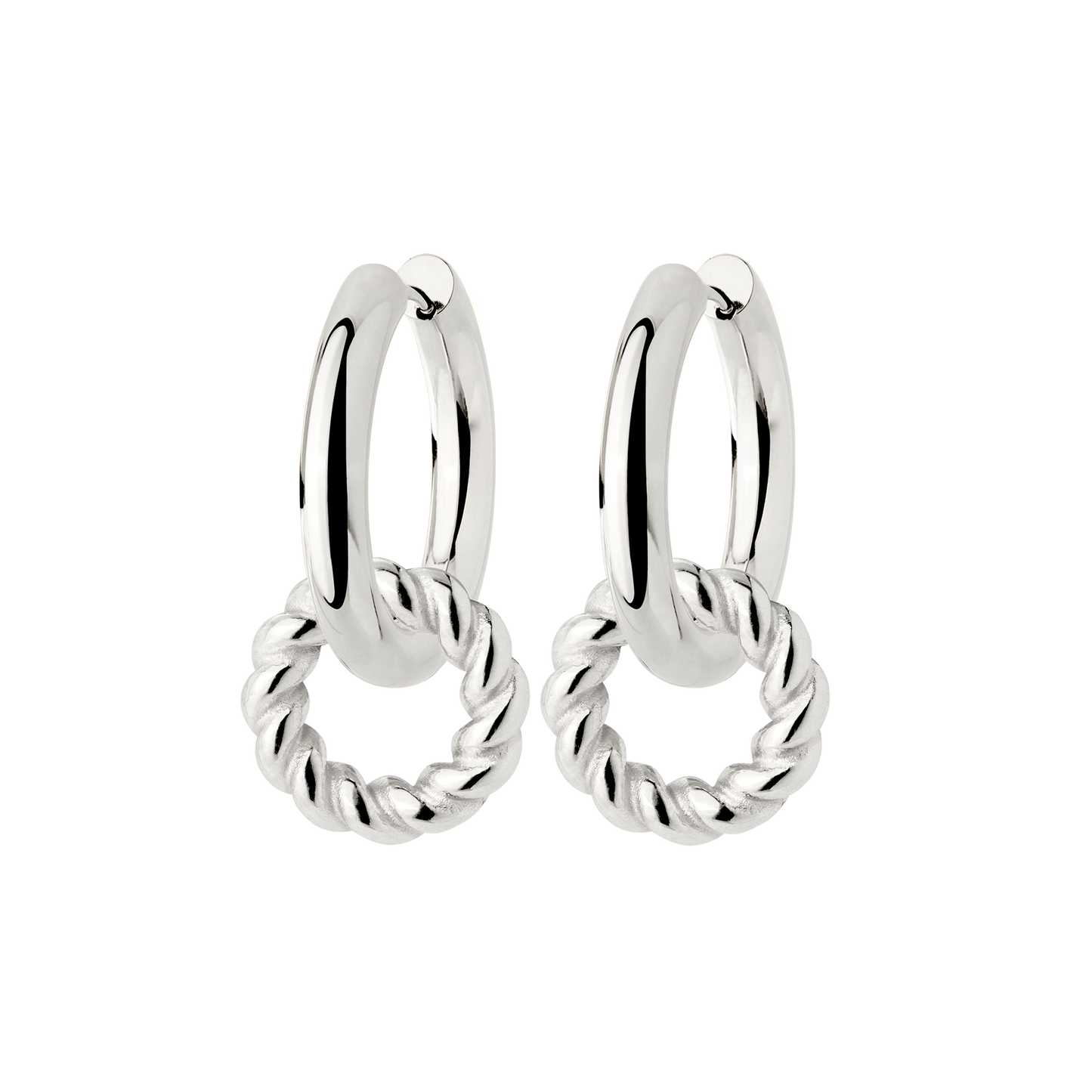 Chunky Twisted Donut Hoop Set Medium Silber