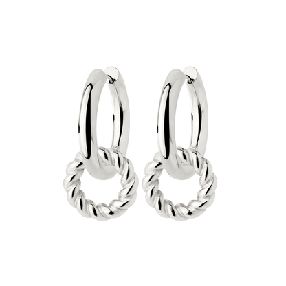Chunky Twisted Donut Hoop Set Medium Silber