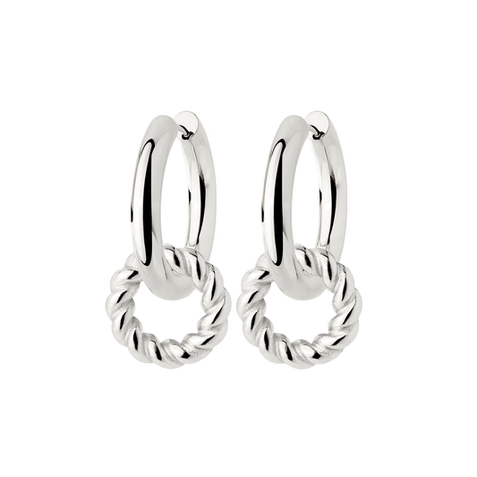 Chunky Twisted Donut Hoop Set Medium Silber
