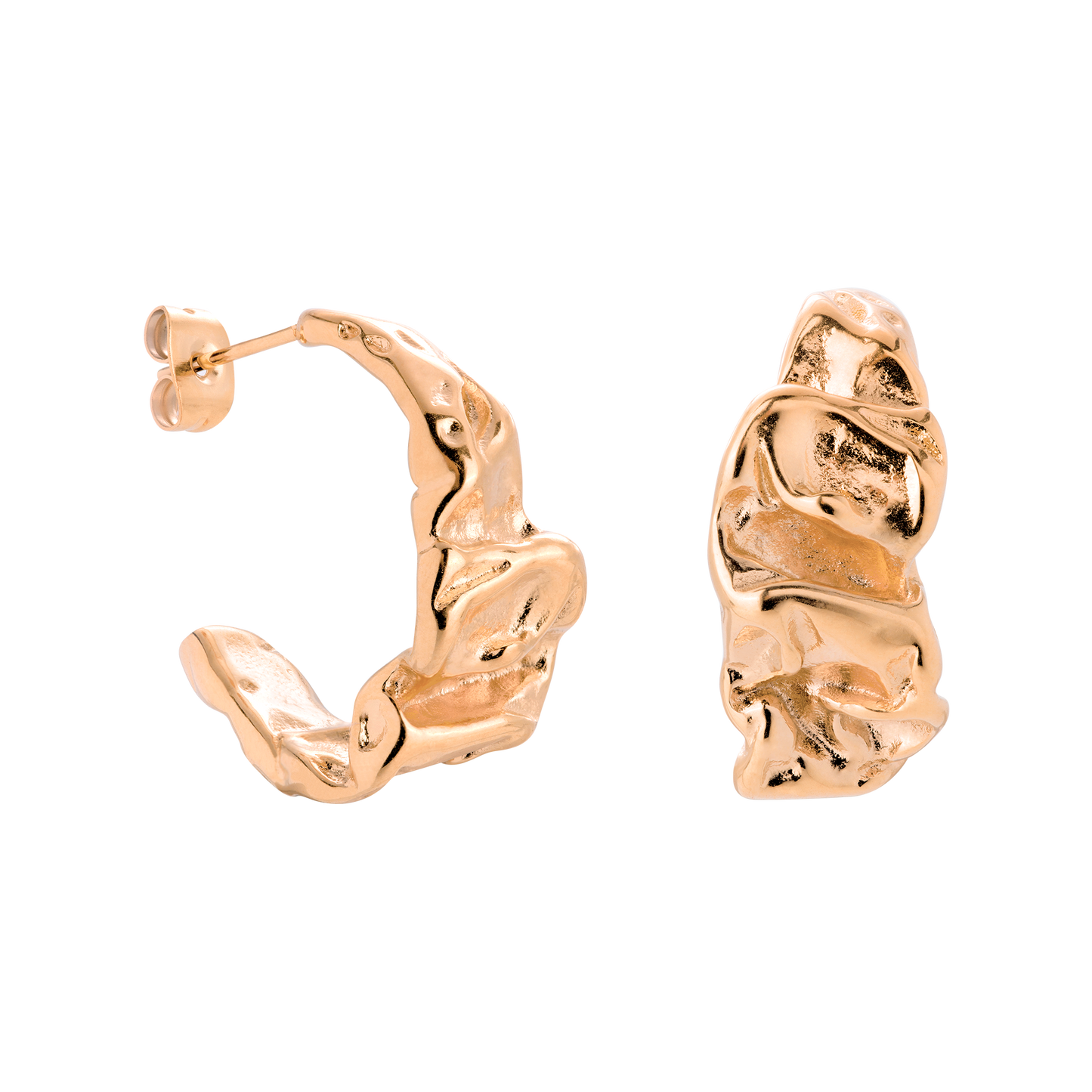 Crinkled Hoop Studs Roségold
