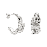 Crinkled Hoop Studs Silber