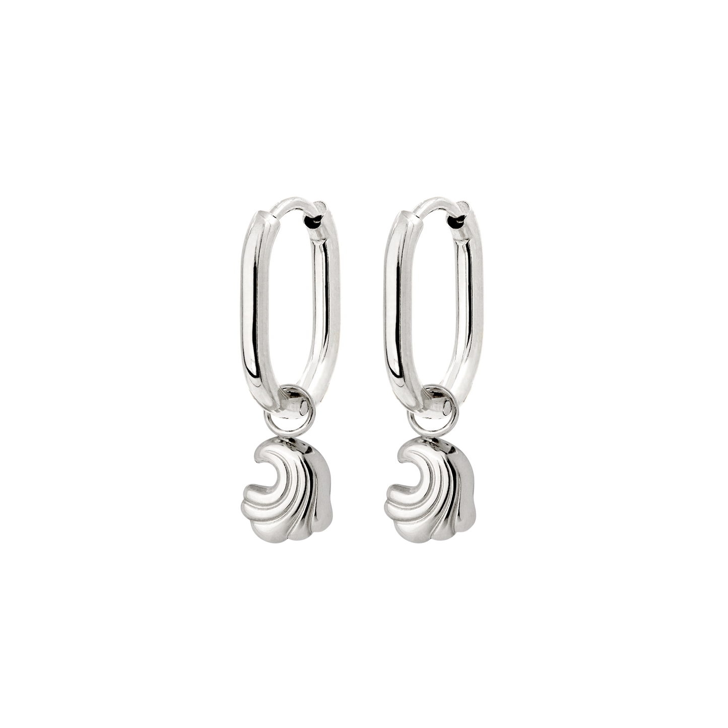 Curvy Wave Oval Hoop Set Baby Silber