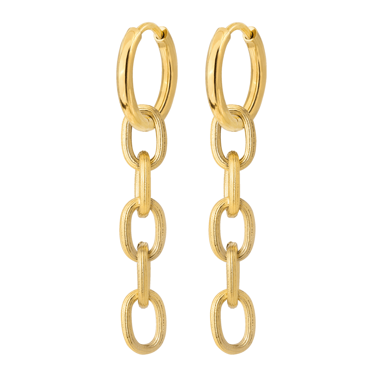 Long Link Hoop Set Small Gold