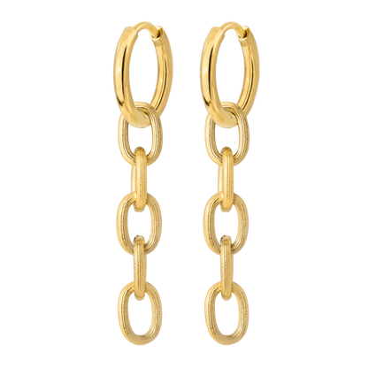 Long Link Hoop Set Small Gold