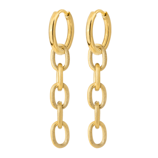 Long Link Hoop Set Small Gold