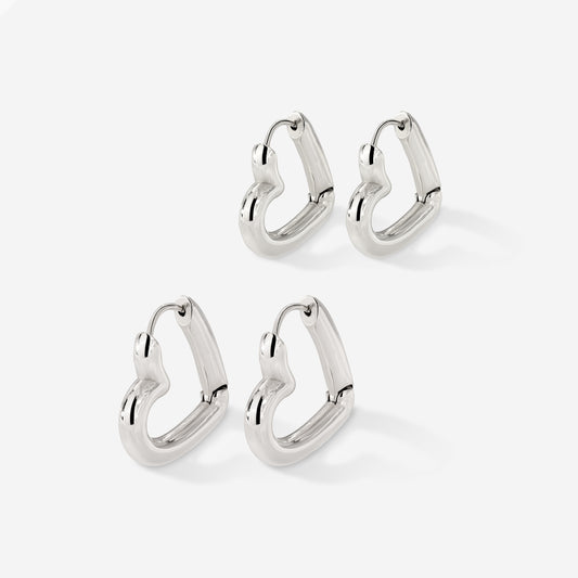 Phat Heart Hoop Bundle Silber