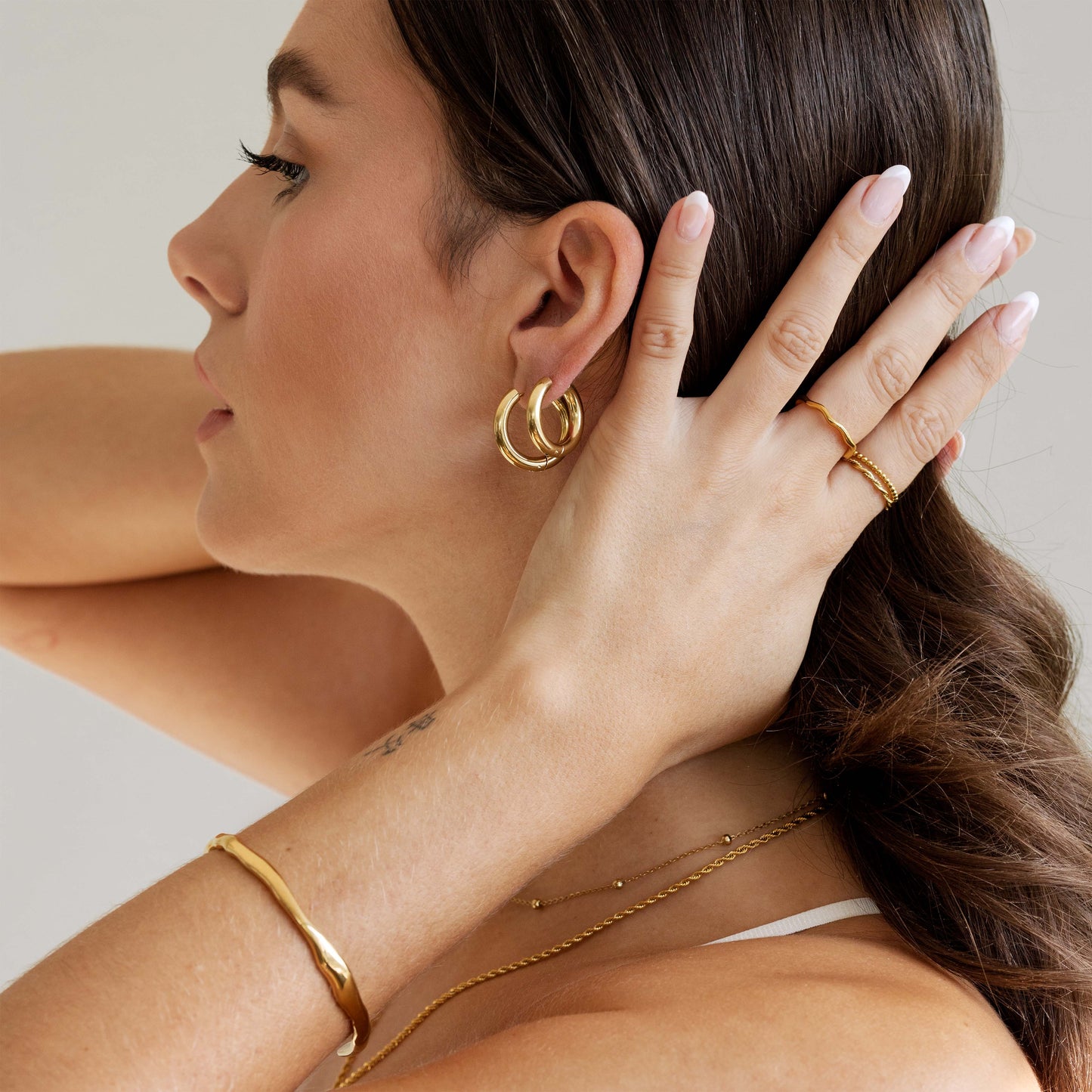 Chunky Lover Hoop Bundle Medium Gold
