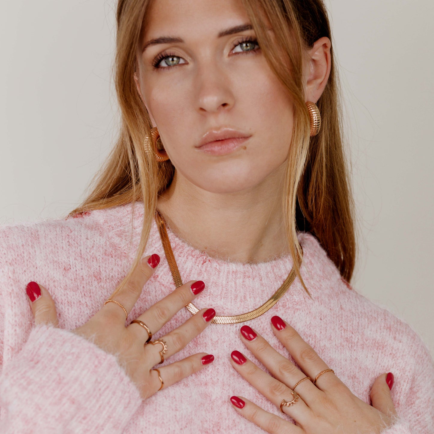 Bold Herringbone Necklace Roségold