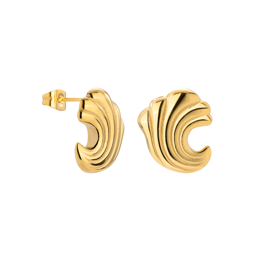 Bold Wave Studs Gold