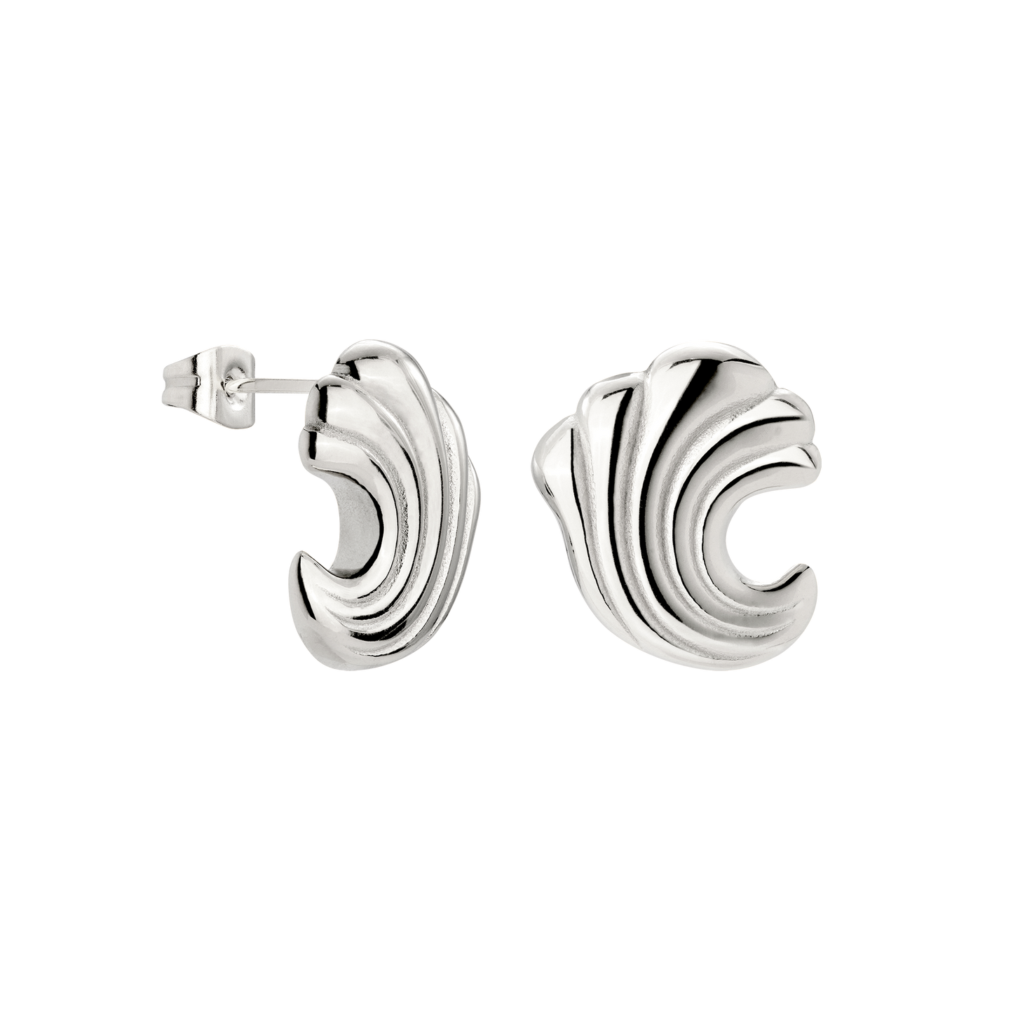 Bold Wave Studs Silber