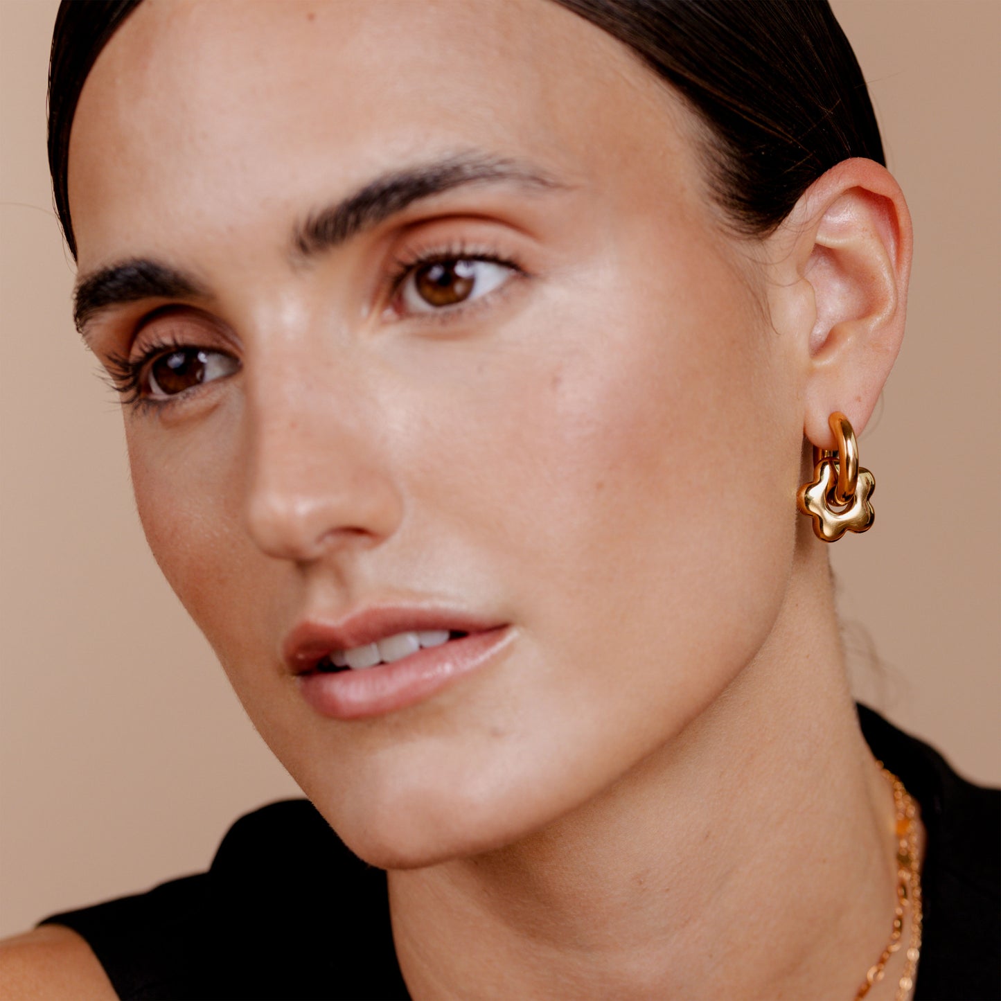 Chunky Bubble Flower Hoop Set Medium Roségold