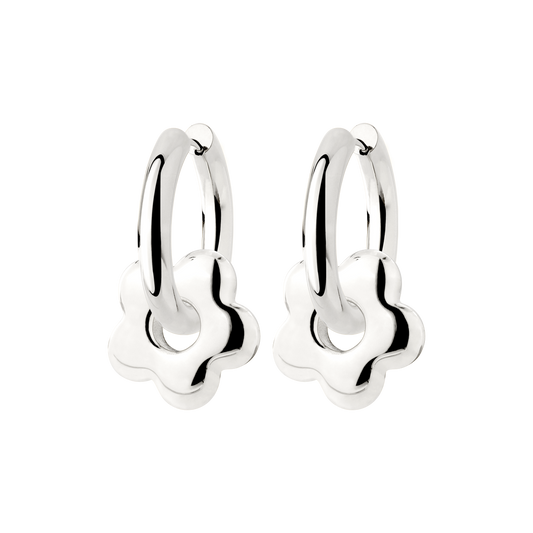 Chunky Bubble Flower Hoop Set Medium Silber